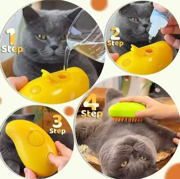 Cepillo Pelo Mascotas Recargable Vapor