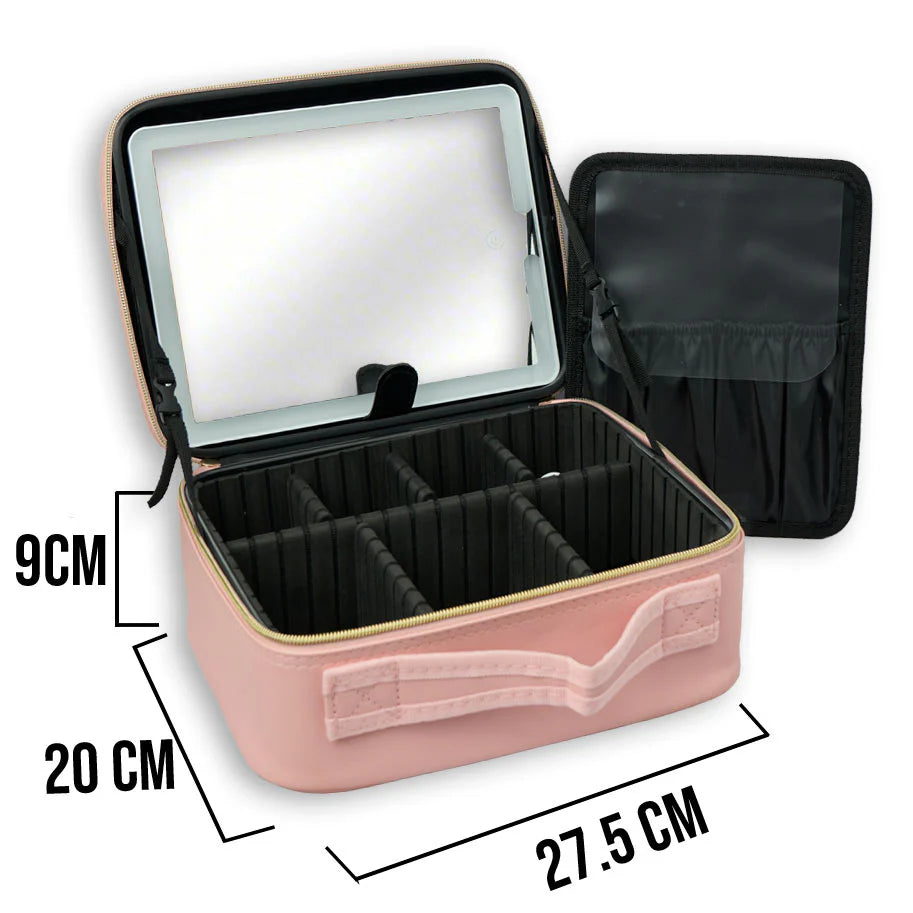 ESTUCHE DE MAQUILLAJE INTELIGENTE CON ESPEJO DE LUZ LED