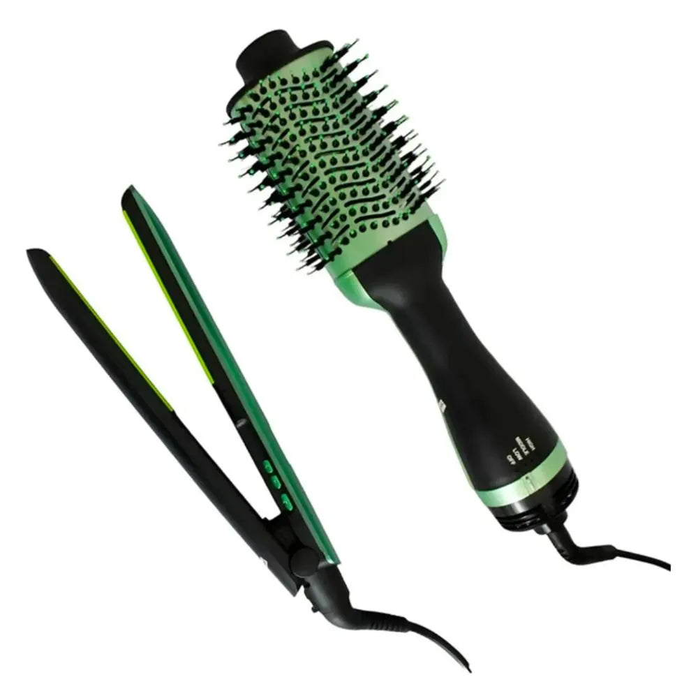 Combo Remington Plancha + Cepillo Secador color Aguacate
